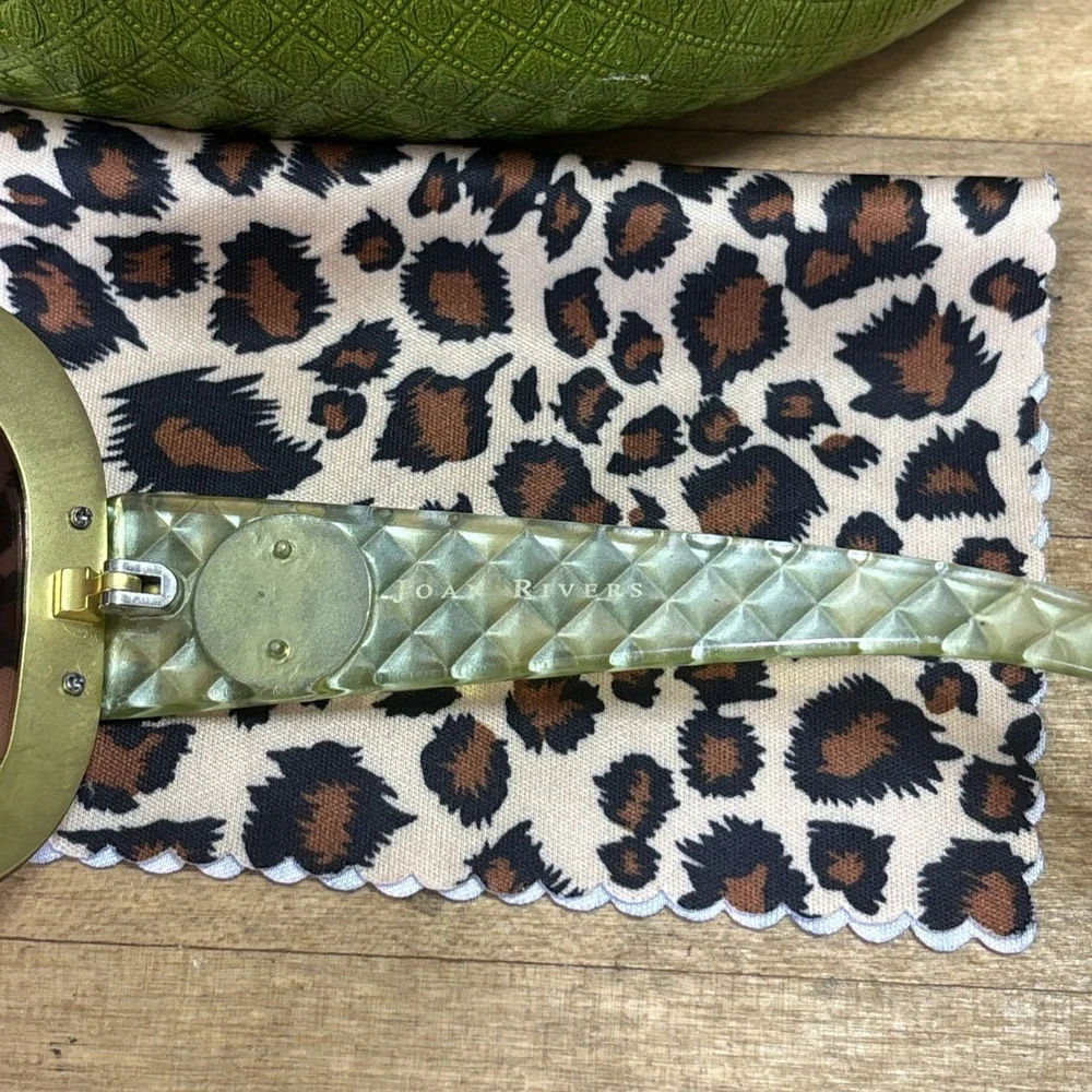 Joan Rivers Collection Women's Oversized Sunglasses Green Brown Quilted Case